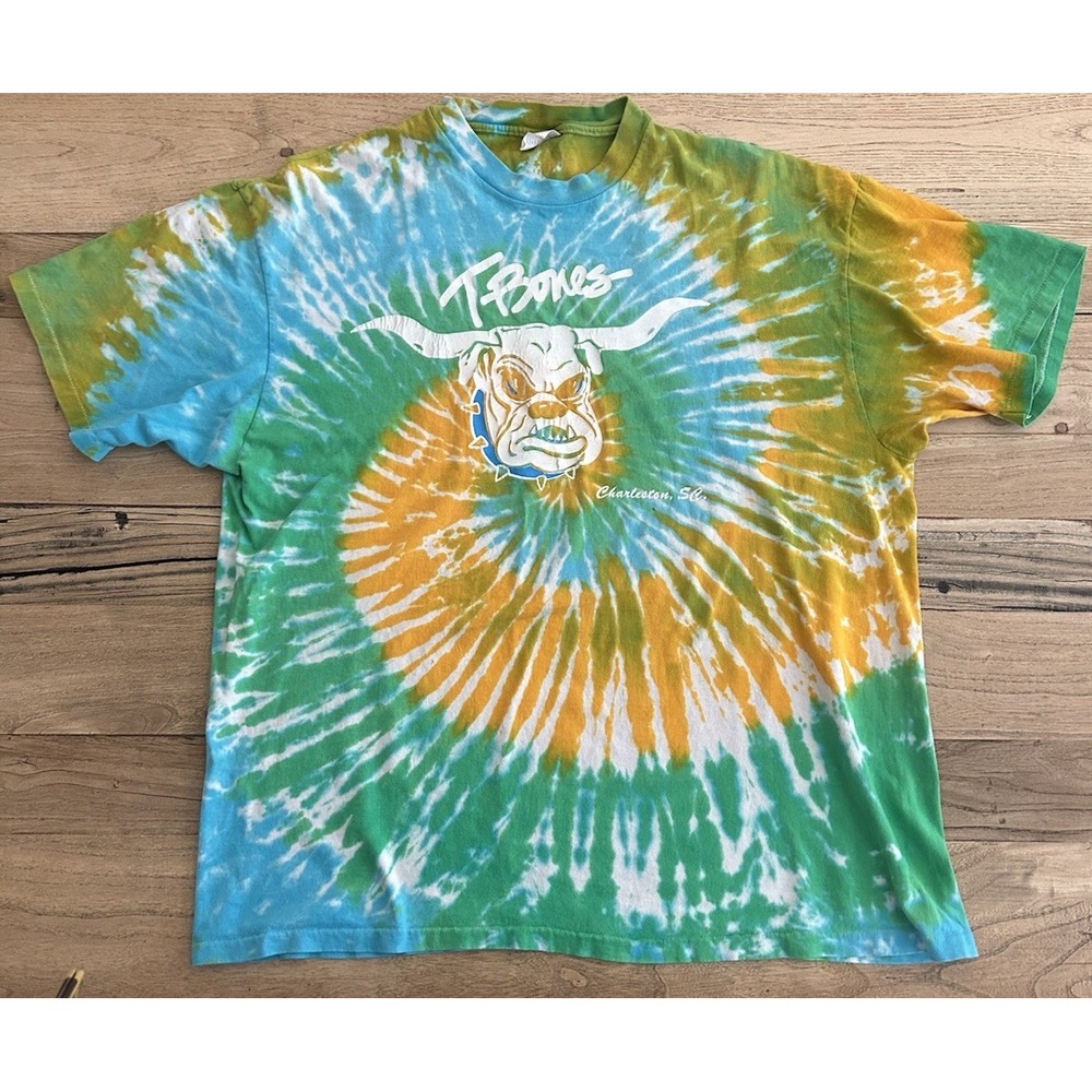 Vtg T Bones Restaurant Charleston, SC Tie Dye T Shirt 2XL Hanes Heavyweight USA